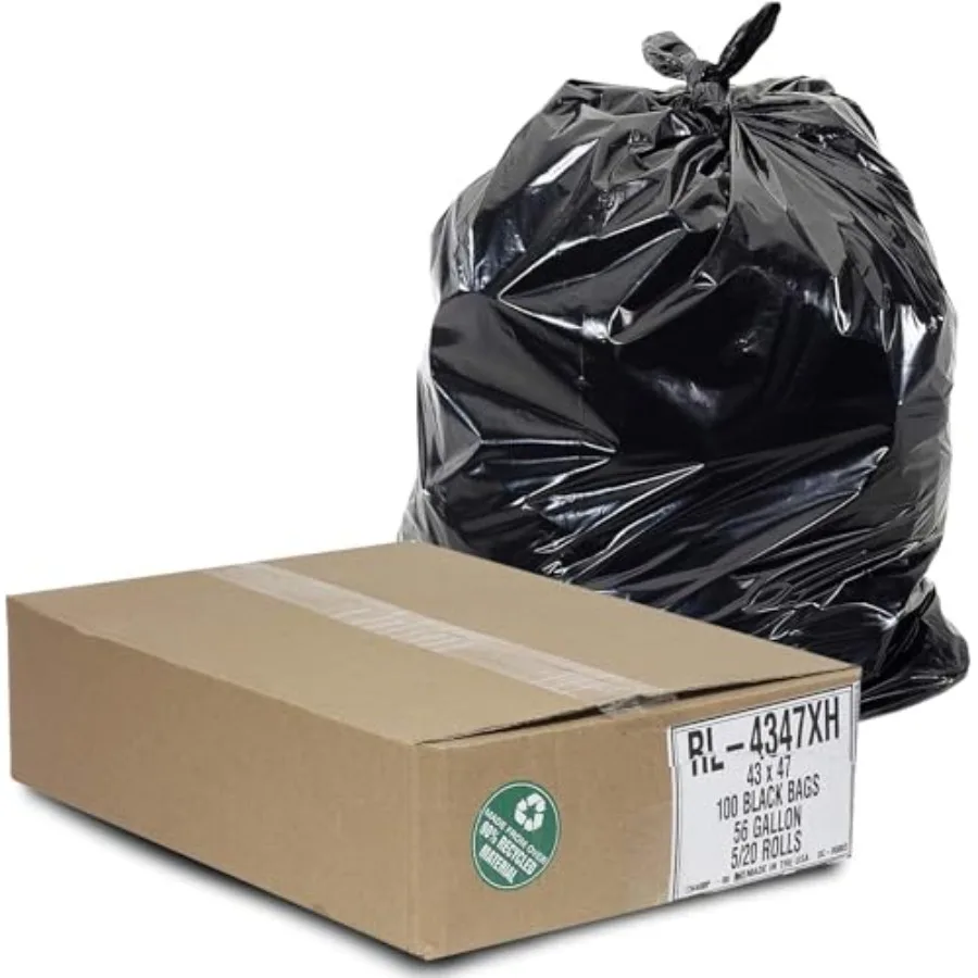 56 Gallon Trash Can Liners 100 Count - 43" x 47" - Thick 1.5 MIL Equivalent Trash Bags for Bathroom Kitchen Office Industrial C
56 Gallon Trash Can Liners 100 Count - 43" x 47" - Thick 1.5 MIL Equivalent Trash Bags for Bathroom Kitchen Office Industrial C