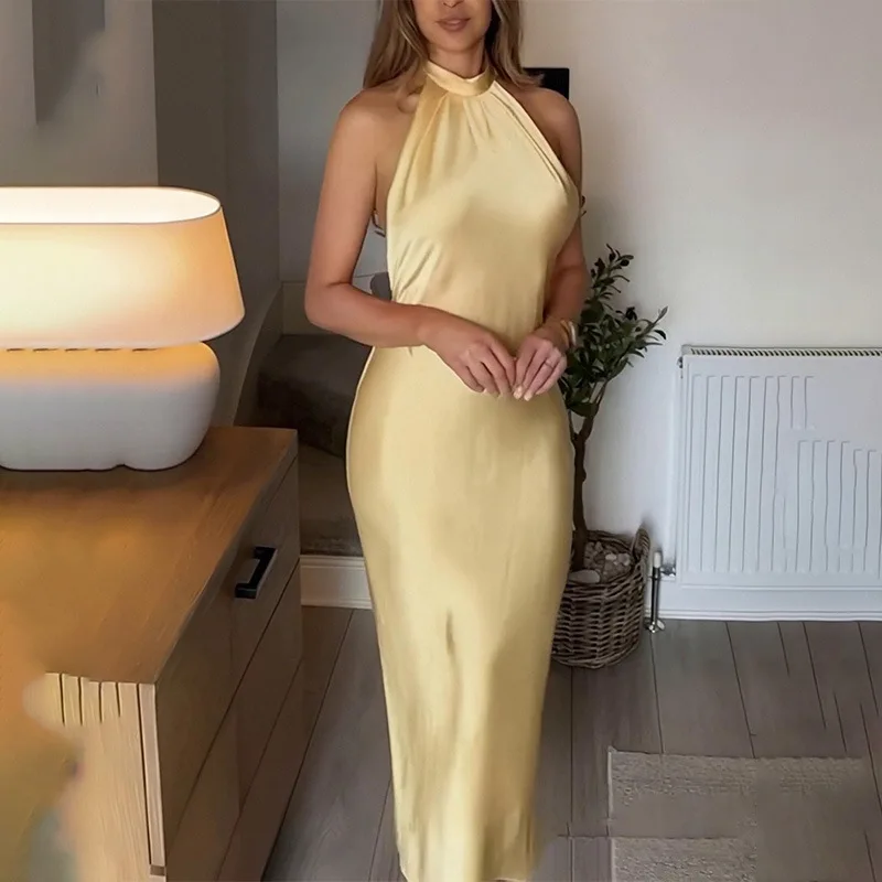 Женское сексуальное длинное платье без рукавов с открытой спиной и шнуровкой, однотонное, лето 2026, для пляжа и клуба, на бретельках, облегающее, шелковое
Женское сексуальное длинное платье без рукавов с открытой спиной и шнуровкой, однотонное, лето 2026, для пляжа и клуба, на бретельках, облегающее, шелковое