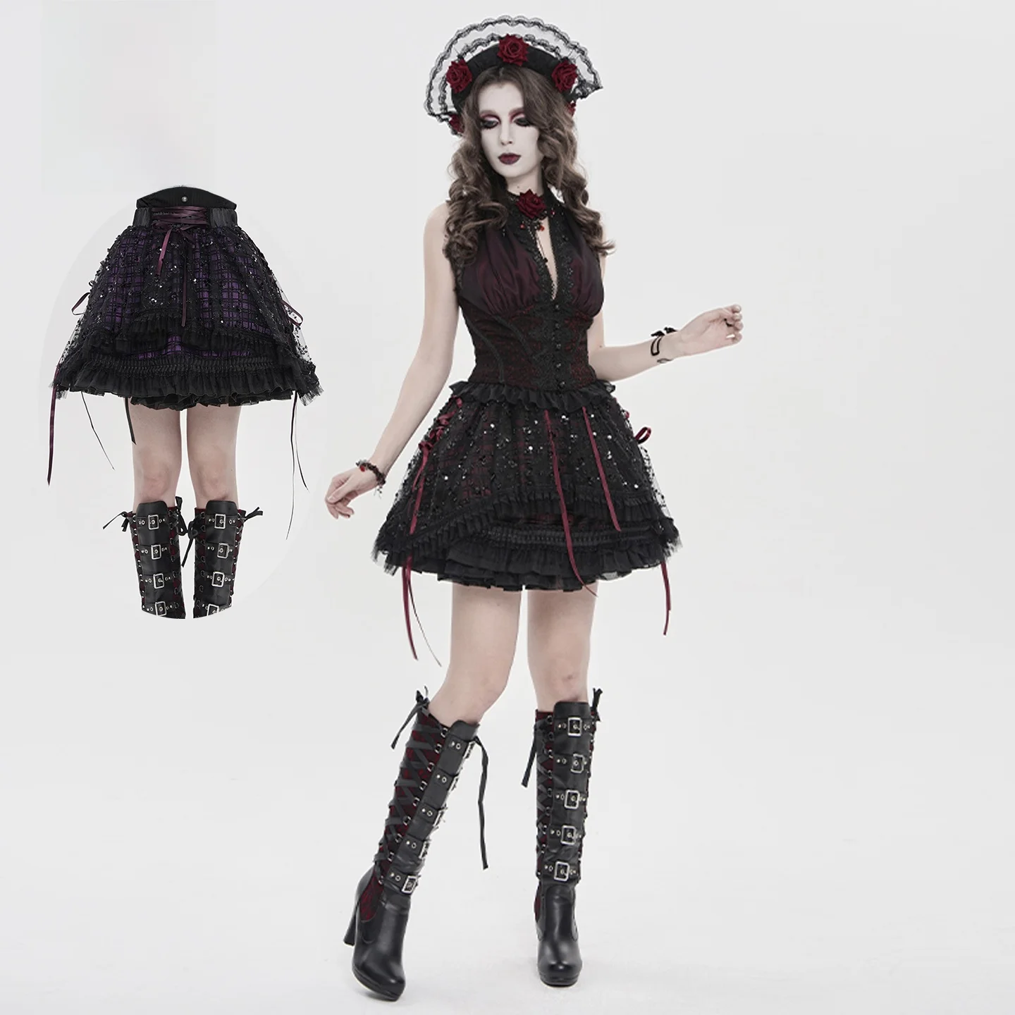 Gothic Devil Fashion Short Skirt Lolita Style Women's Heavy Embellished Puffy Skirt mid Waist Bright Sequin Polyester Blend
Gothic Devil Fashion Short Skirt Lolita Style Women's Heavy Embellished Puffy Skirt mid Waist Bright Sequin Polyester Blend