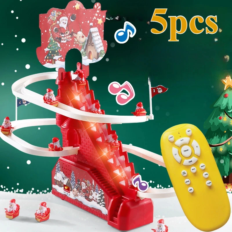 5PCS Christmas Gift Santa Claus Toys Assembled Track Automatic Climbing Stairs Lights Music Game Set Children's Educational Toys
5PCS Christmas Gift Santa Claus Toys Assembled Track Automatic Climbing Stairs Lights Music Game Set Children's Educational Toys