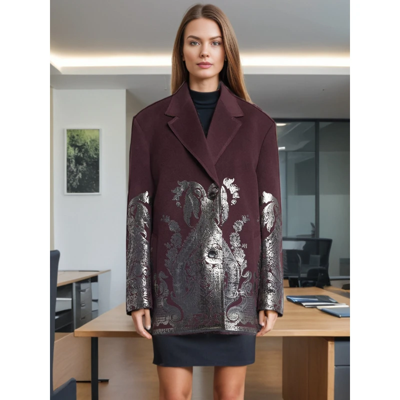 Стильный бронзовый костюм с принтом, верхняя одежда, женское однобортное шерстяное пальто с зубцами и длинными рукавами, зимнее
Стильный бронзовый костюм с принтом, верхняя одежда, женское однобортное шерстяное пальто с зубцами и длинными рукавами, зимнее