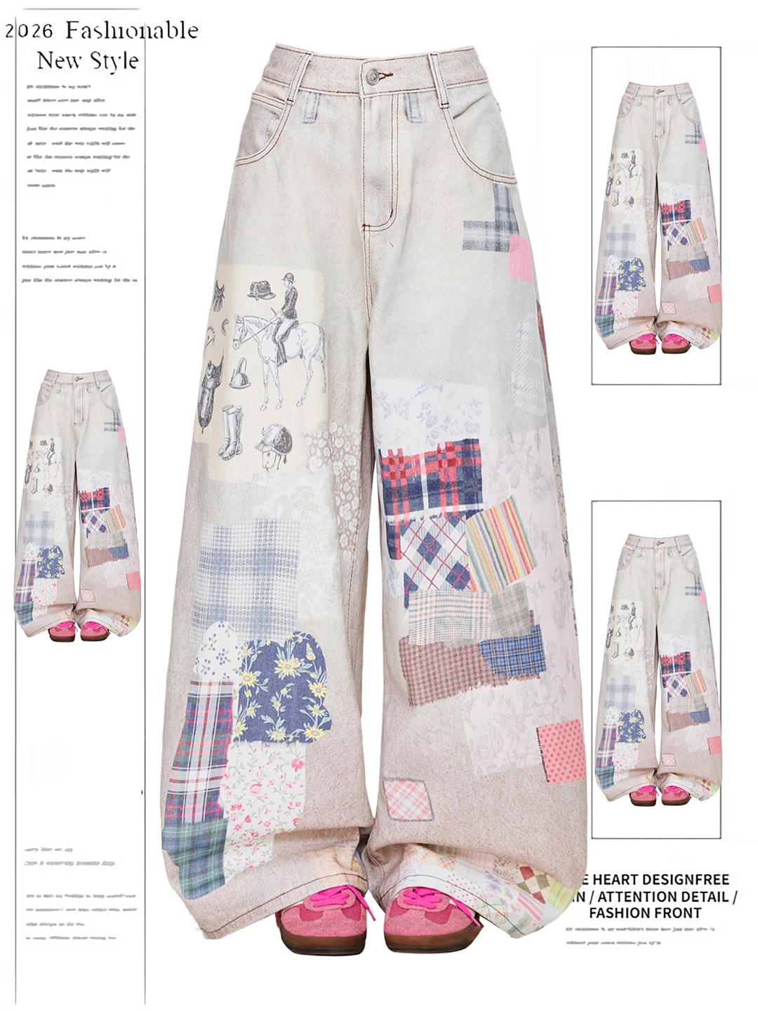 American Style Retro Printed Denim Pants Women's Spring Summer New Loose Straight Leg Wide Leg Pants High Waist Jeans
American Style Retro Printed Denim Pants Women's Spring Summer New Loose Straight Leg Wide Leg Pants High Waist Jeans