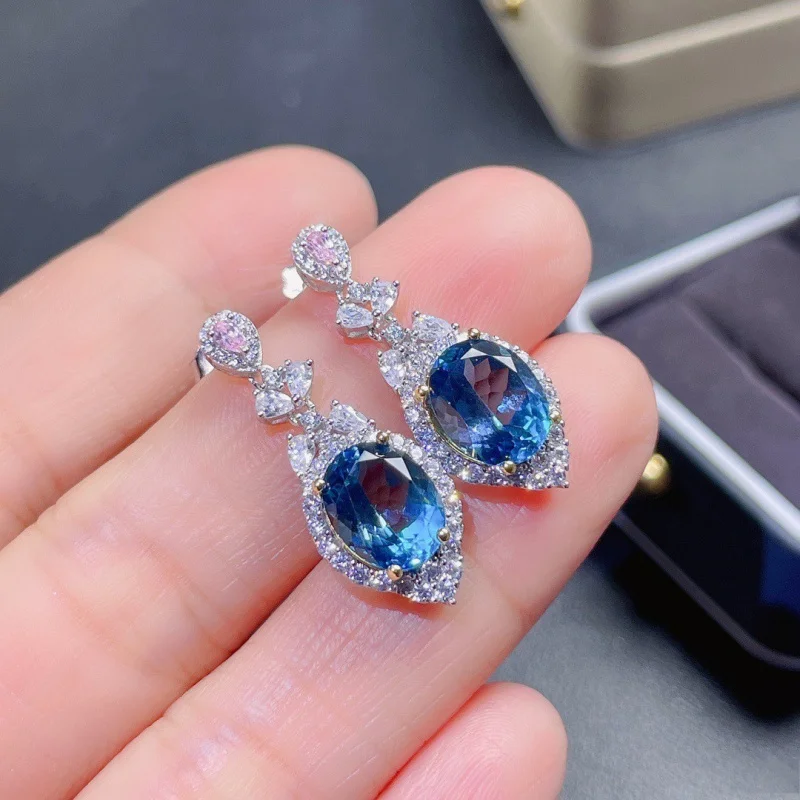 High-End Luxury New Product Aquamarine Topaz Long Earrings Studs for Women Elegant Ear Jewelry
High-End Luxury New Product Aquamarine Topaz Long Earrings Studs for Women Elegant Ear Jewelry