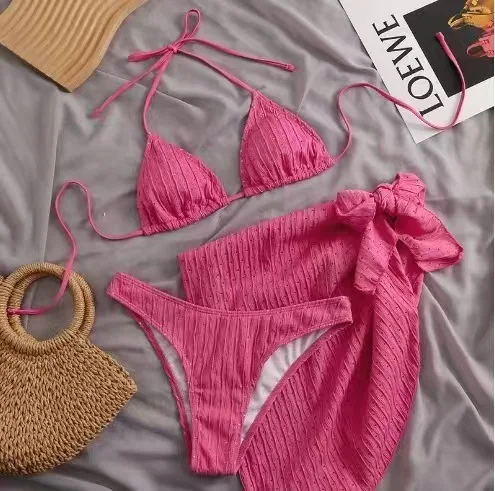 Лето 2022, бикини с лямкой на шее, комплект из 3 предметов, женский купальник, сексуальные стринги, купальник с юбкой-саронг, белая пляжная одежда
Лето 2022, бикини с лямкой на шее, комплект из 3 предметов, женский купальник, сексуальные стринги, купальник с юбкой-саронг, белая пляжная одежда