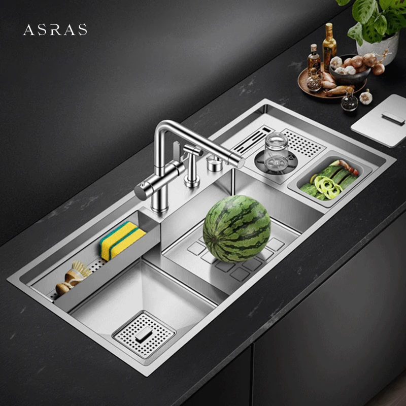Large Size SUS 304 Stainless Steel Cup Rinser kitchen Sink 220mm Depth 4mm Thickness Handmade kitchen Sinks With Trash Can
Large Size SUS 304 Stainless Steel Cup Rinser kitchen Sink 220mm Depth 4mm Thickness Handmade kitchen Sinks With Trash Can