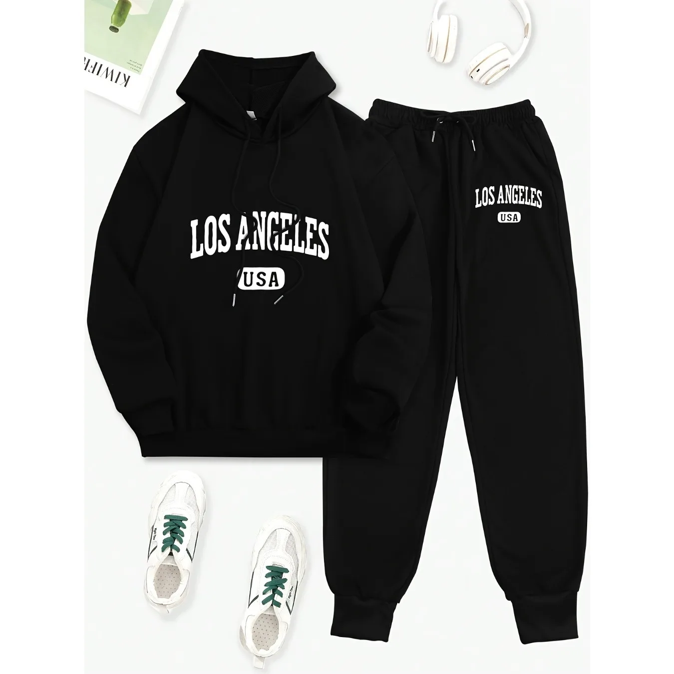 Letter print suit casual casual long sleeve hoodie pull cord jogging trouser cover couple soft comfortable fashion everyday wear
Letter print suit casual casual long sleeve hoodie pull cord jogging trouser cover couple soft comfortable fashion everyday wear