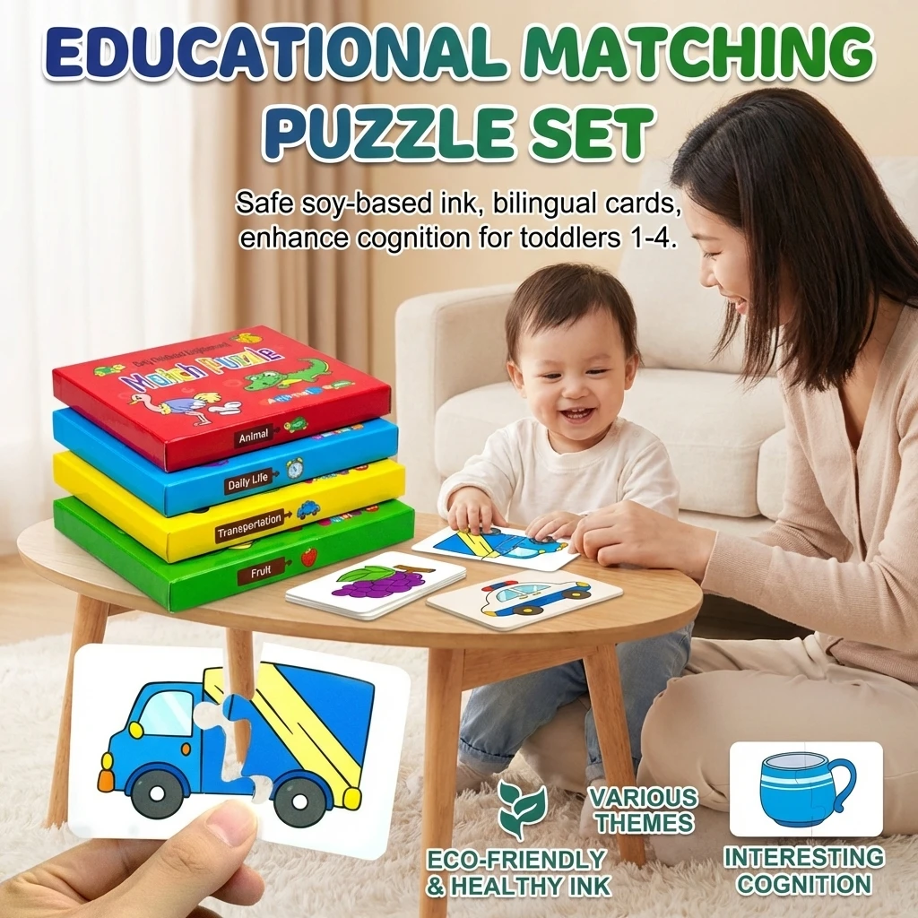 Educational Puzzle Cards Bilingual Early Learning Toys for Kids Age 1-4 with Safe Materials and Rich Patterns
Educational Puzzle Cards Bilingual Early Learning Toys for Kids Age 1-4 with Safe Materials and Rich Patterns