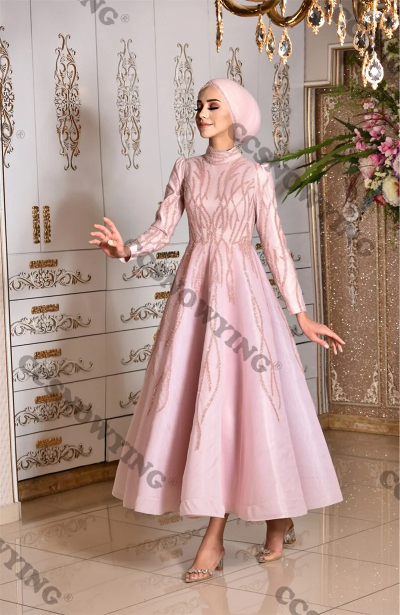 Muslim Long Sleeve Evening Dresses Satin Sequined High Neck Hijab Islamic Formal Party Gown A Line Arabic Dubai Caftan
Muslim Long Sleeve Evening Dresses Satin Sequined High Neck Hijab Islamic Formal Party Gown A Line Arabic Dubai Caftan