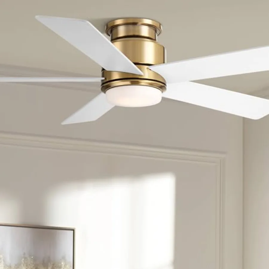 52 Grand Palm Modern Indoor Outdoor Ceiling Fan 5 Blade LED Light Remote Control Soft Brass Finish White Wood Blades Bedroom Pa
52 Grand Palm Modern Indoor Outdoor Ceiling Fan 5 Blade LED Light Remote Control Soft Brass Finish White Wood Blades Bedroom Pa