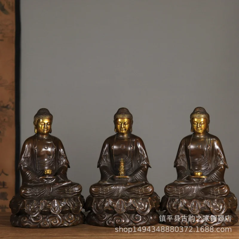 Bronze Pure Copper Medicine Shakyamuni Amitabha Buddha Brass Crafts Ornament Three Saints Sitt
Bronze Pure Copper Medicine Shakyamuni Amitabha Buddha Brass Crafts Ornament Three Saints Sitt