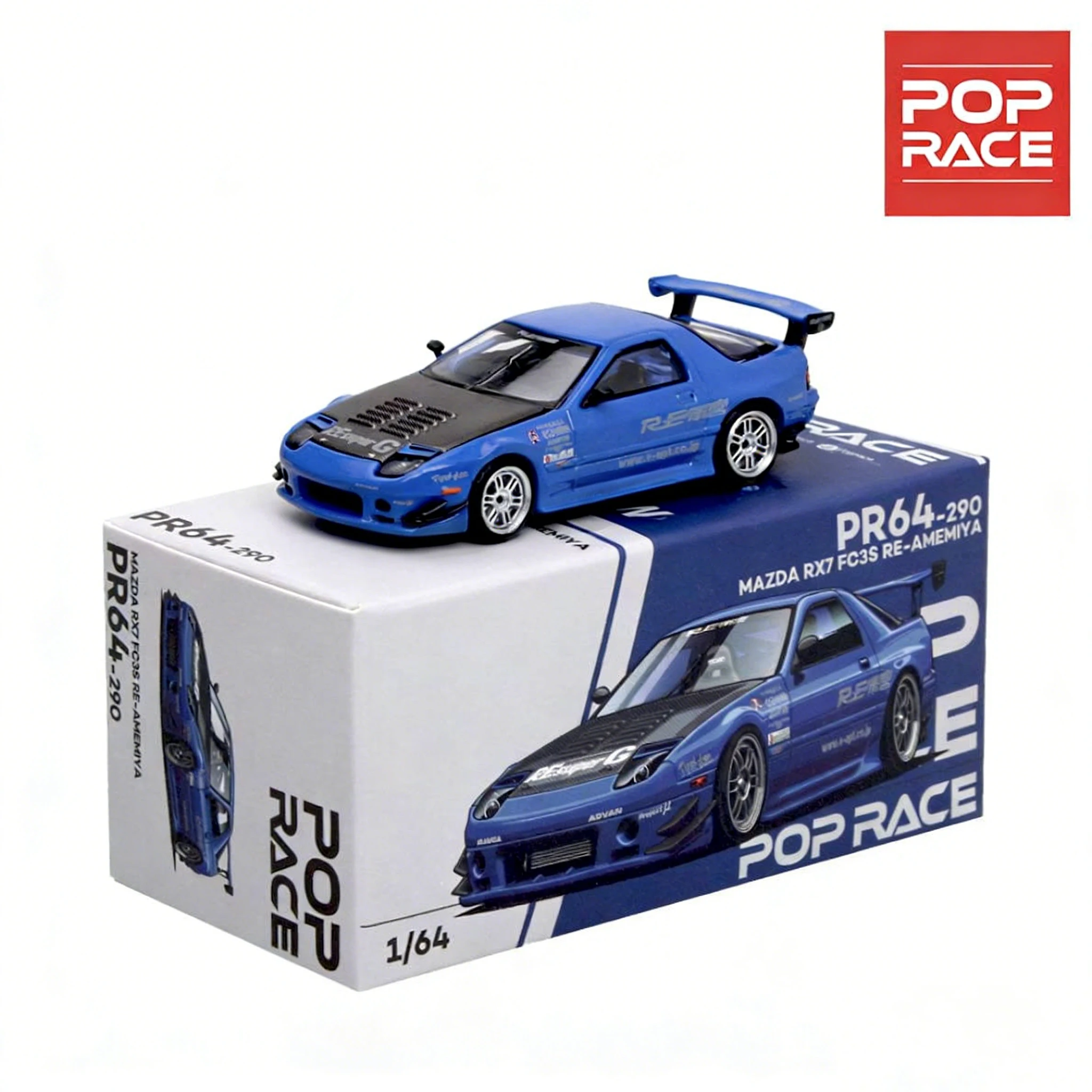 In Stock POP RACE PR640290 New Tooling 1:64 Mazda RX-7 FC3S RE-Amemiya Blue Diecast Model Car
In Stock POP RACE PR640290 New Tooling 1:64 Mazda RX-7 FC3S RE-Amemiya Blue Diecast Model Car