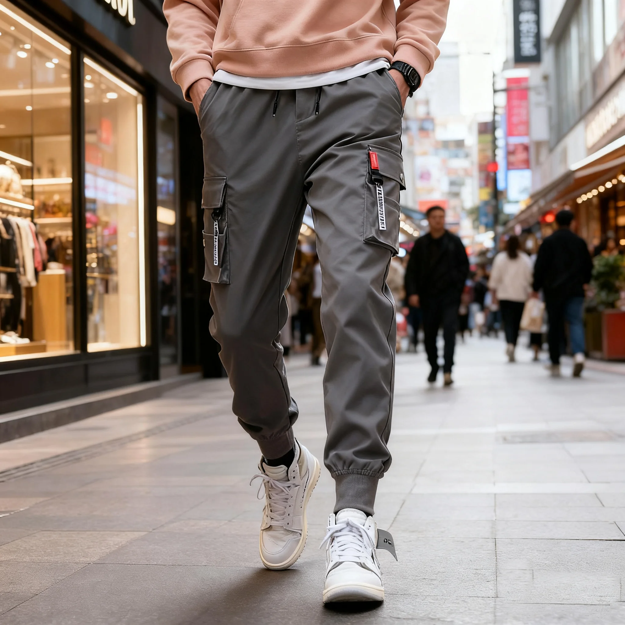 2025 new men's multi pocket American hip-hop slim fit pants men's high street spring and autumn casual pants 
2025 new men's multi pocket American hip-hop slim fit pants men's high street spring and autumn casual pants