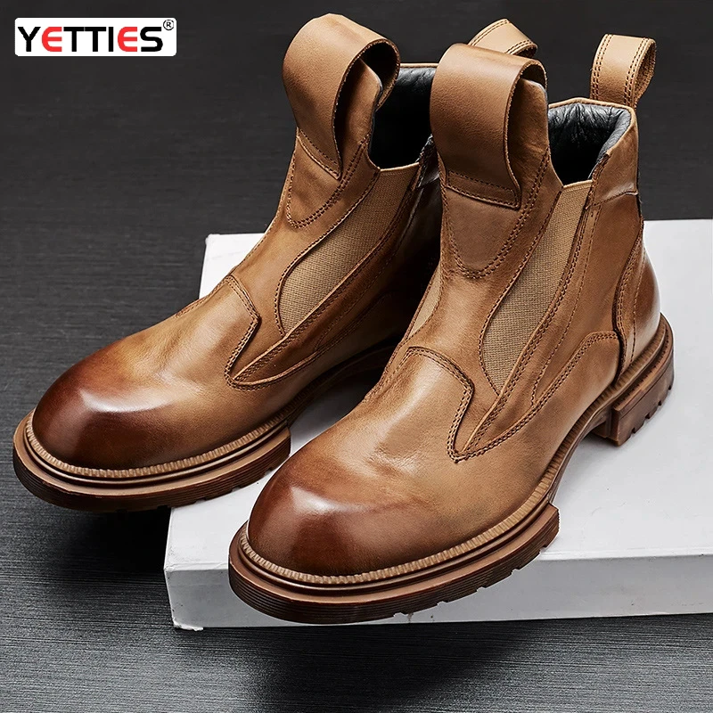 Men's Vintage Genuine Leather High-Top Combat Boots British Style Thick Sole Chelsea Ankle Boots Retro Casual Cowhide Footwear
Men's Vintage Genuine Leather High-Top Combat Boots British Style Thick Sole Chelsea Ankle Boots Retro Casual Cowhide Footwear