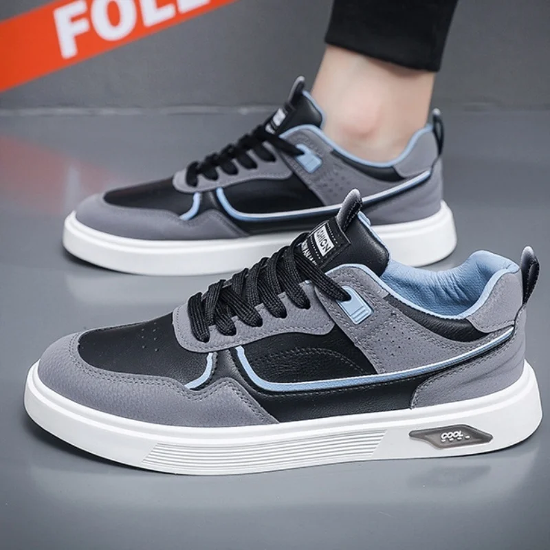Men's Low-Top Breathable Skate Shoes Spring 2025 Casual Leather Patchwork Korean Style round Toe Color Student Fashion
Men's Low-Top Breathable Skate Shoes Spring 2025 Casual Leather Patchwork Korean Style round Toe Color Student Fashion