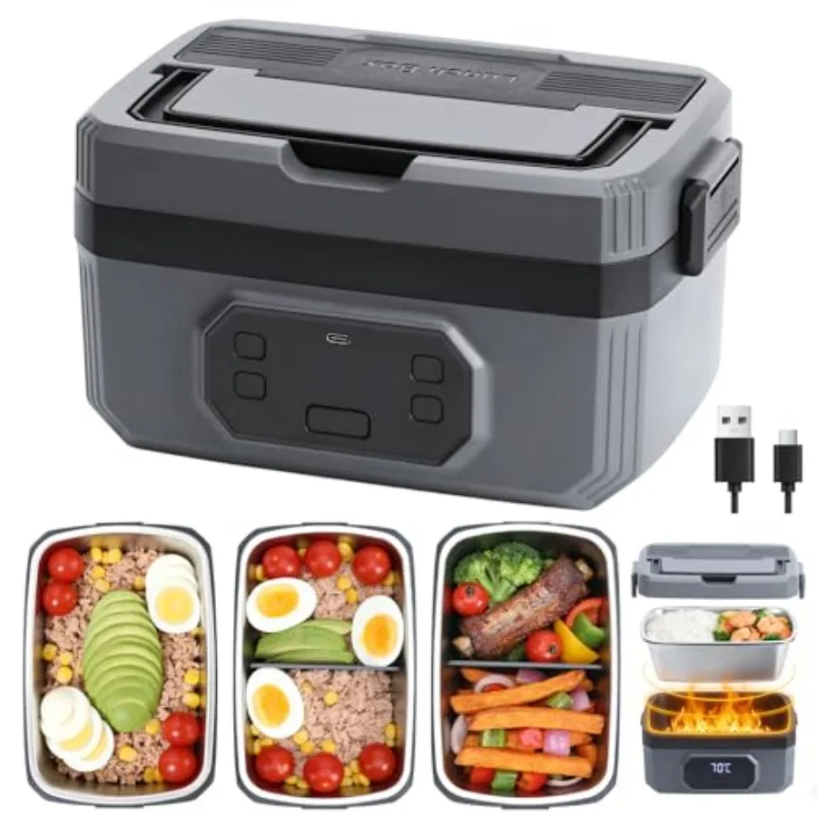 Portable food warmer for office, job site, truck, outdoor use; 24000mAh cordless electric lunch box; 1.6L rechargeable heated l
Portable food warmer for office, job site, truck, outdoor use; 24000mAh cordless electric lunch box; 1.6L rechargeable heated l