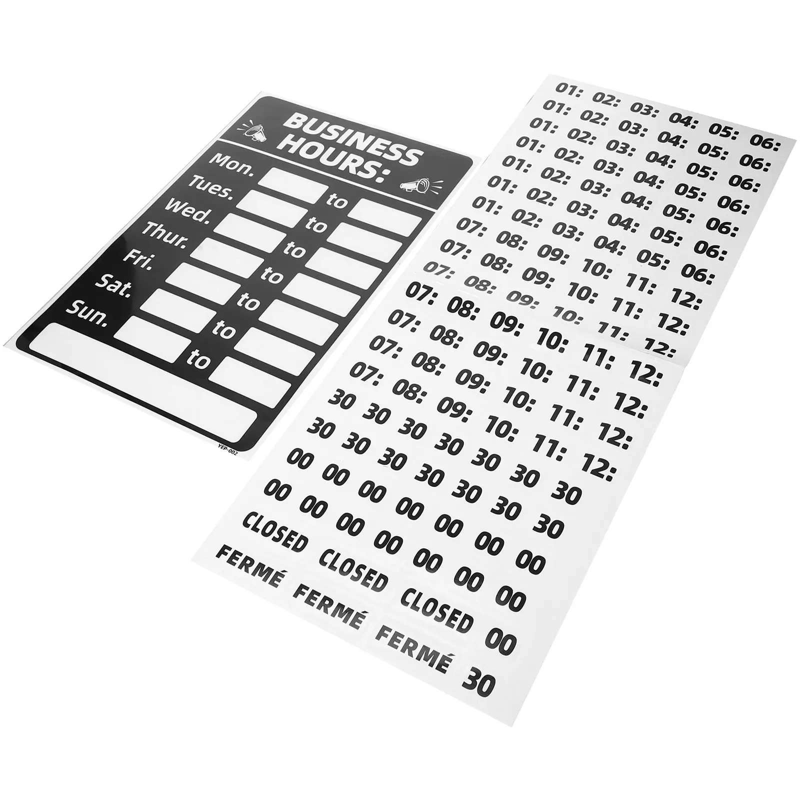 Business PVC Black Waterproof Opening Hours Opening Sign With Hours Signs for Glass Door Store Operation Labels
Business PVC Black Waterproof Opening Hours Opening Sign With Hours Signs for Glass Door Store Operation Labels