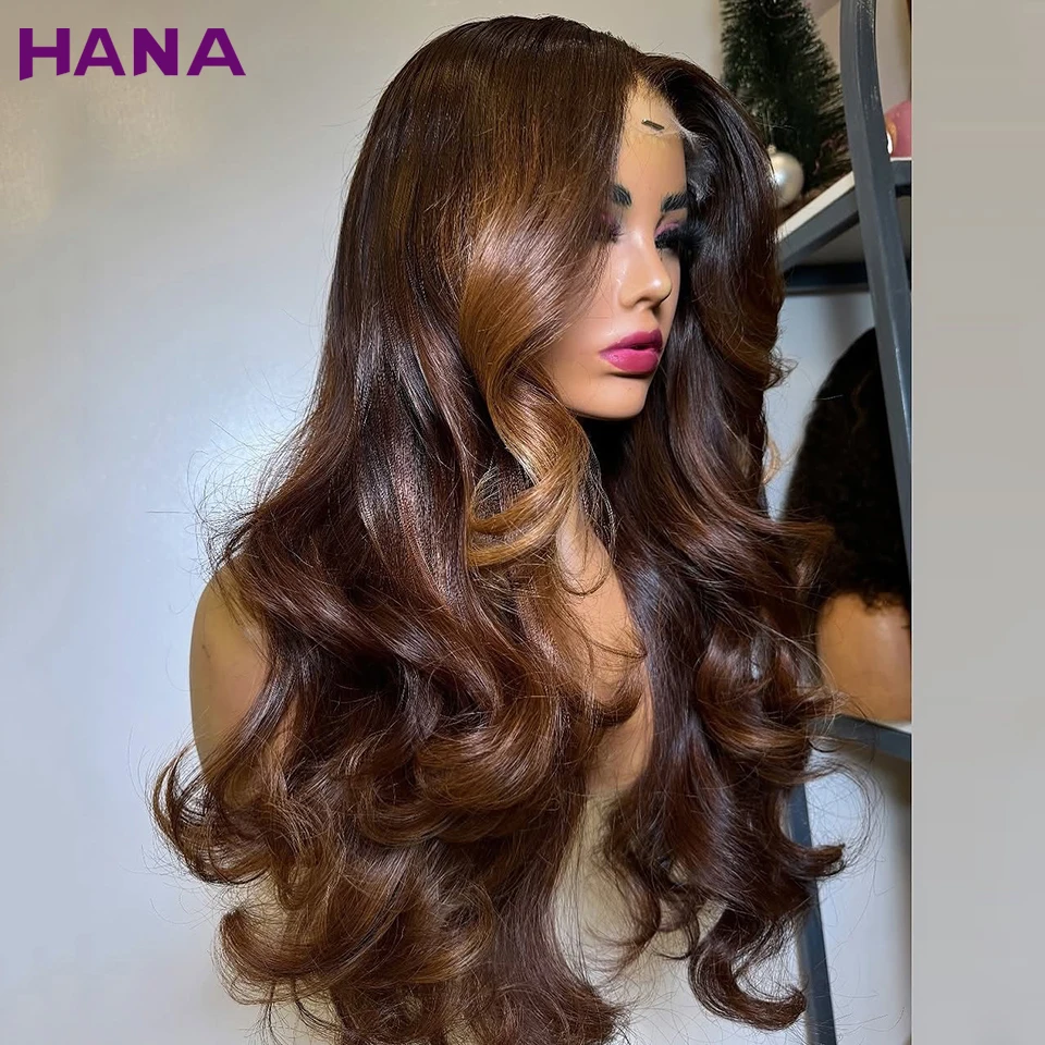 Highlight Brown Colored Transparent Lace 13x4 13x6 Body Wave Lace Frontal Wig Pre-Plucked Remy 5x7 Lace Closure Human Hair Wig 
Highlight Brown Colored Transparent Lace 13x4 13x6 Body Wave Lace Frontal Wig Pre-Plucked Remy 5x7 Lace Closure Human Hair Wig