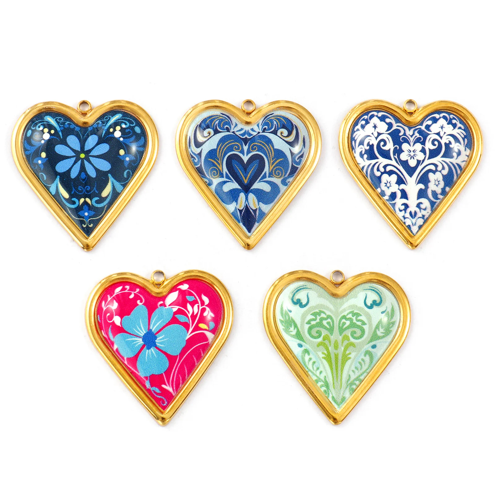 2 Pcs 304 Stainless Steel Valentine's Day Pendants 18K Gold Plated Heart Printed Flower Charms For DIY Necklace 3.1cm x 2.9cm
2 Pcs 304 Stainless Steel Valentine's Day Pendants 18K Gold Plated Heart Printed Flower Charms For DIY Necklace 3.1cm x 2.9cm