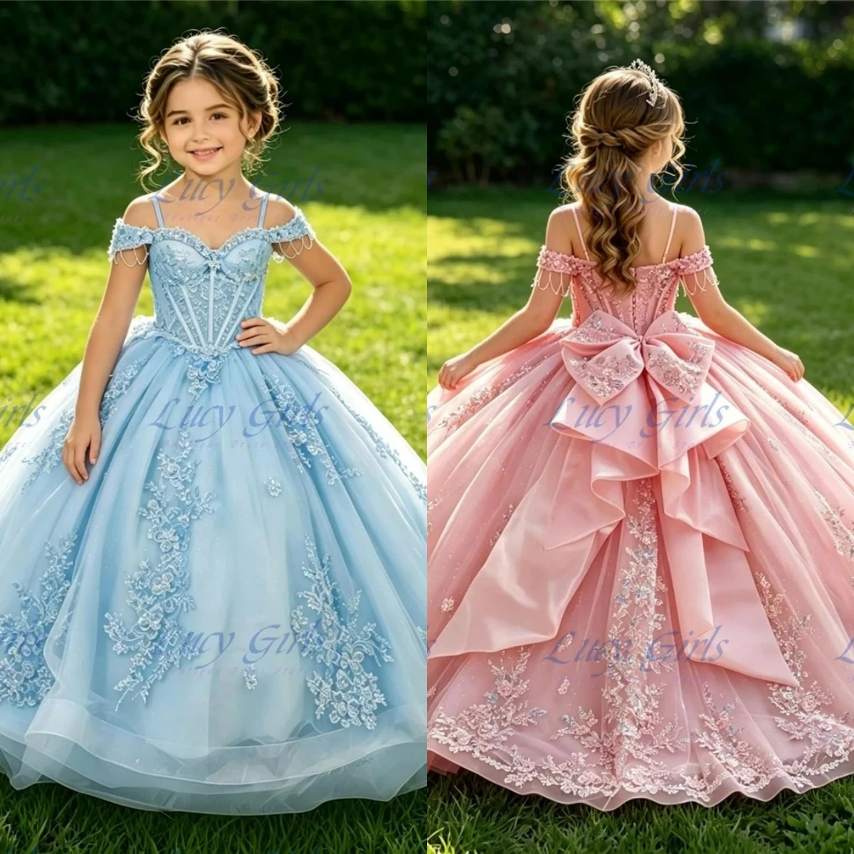 New Flower Girl Dress Gorgeous 3D Flower Crystal Lace Applique Girls Pageant Dresses with Long Bow Beaded First Communion Dress
New Flower Girl Dress Gorgeous 3D Flower Crystal Lace Applique Girls Pageant Dresses with Long Bow Beaded First Communion Dress