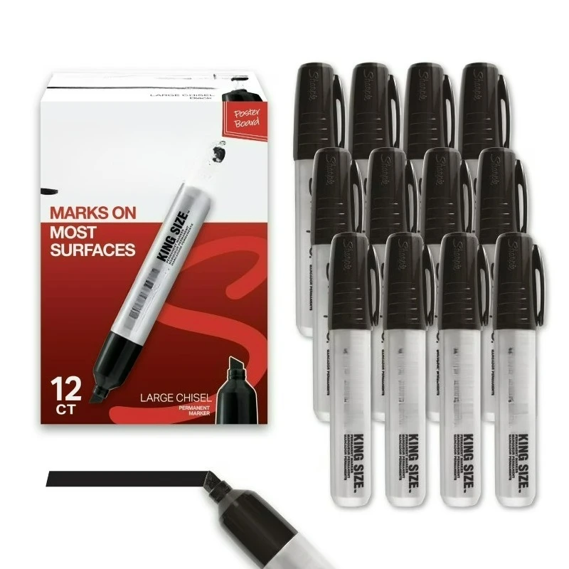 King Size Permanent Markers | Large Chisel Tip, Great for Poster Boards, Black, 12 Count
King Size Permanent Markers | Large Chisel Tip, Great for Poster Boards, Black, 12 Count