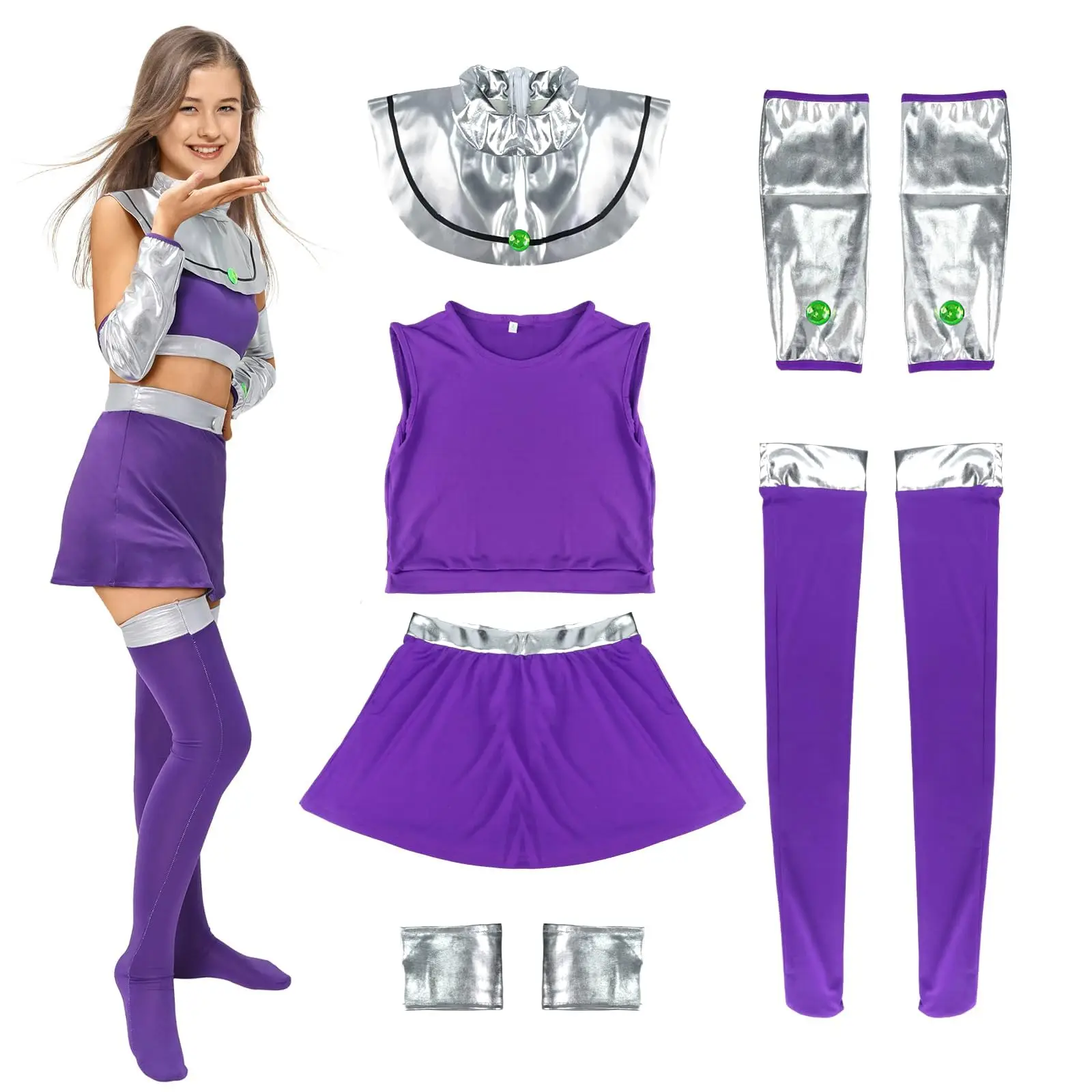 Women's Starfire Costume Halloween Cosplay Outfit for Girls Super Hero Suit Koriandr Dress Top Gloves Accessories
Women's Starfire Costume Halloween Cosplay Outfit for Girls Super Hero Suit Koriandr Dress Top Gloves Accessories