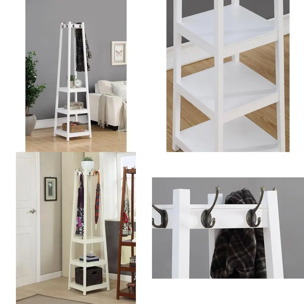 3-Tier White Storage Coat Rack with Shelves
3-Tier White Storage Coat Rack with Shelves