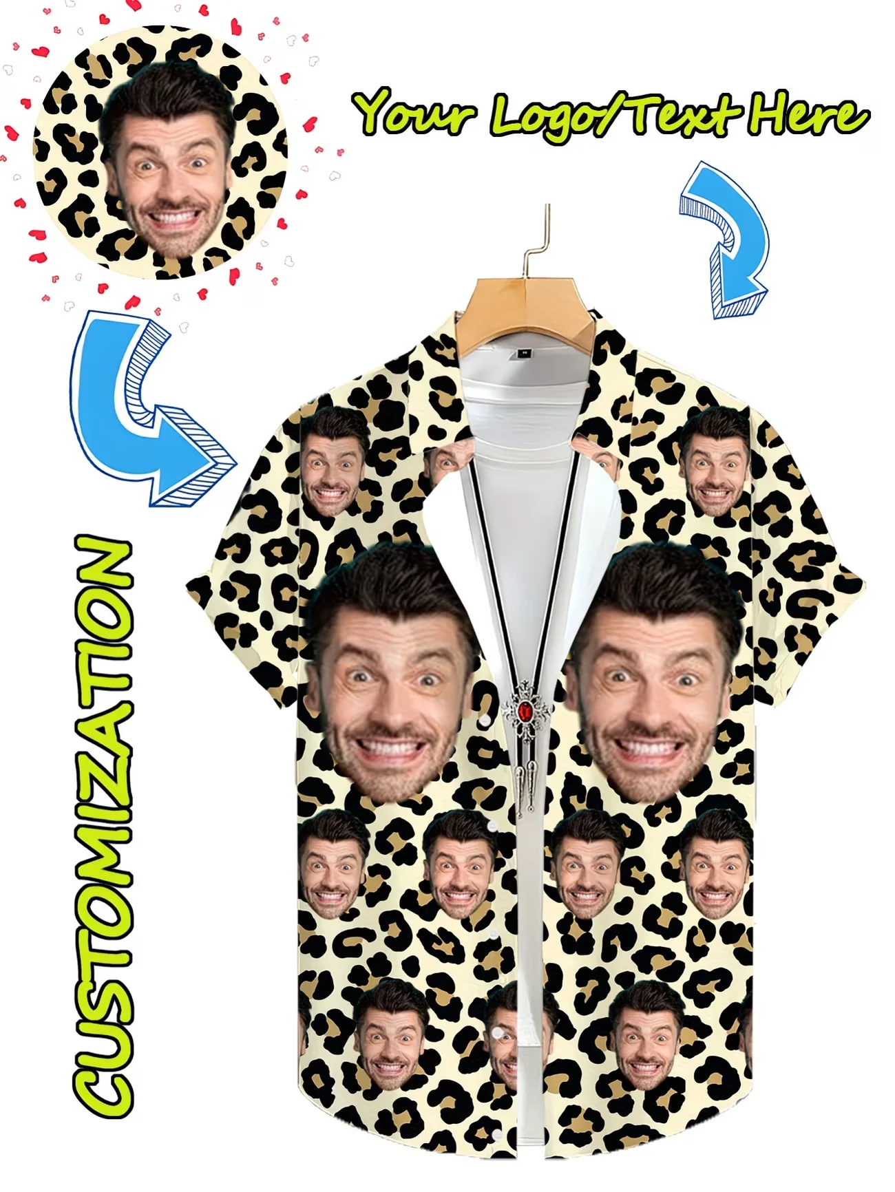 Customizable Face Leopard Print Hawaiian Shirt Men Personalized Photo Button Up Short Sleeve Beach Tee Funny Gift For Daily Wear
Customizable Face Leopard Print Hawaiian Shirt Men Personalized Photo Button Up Short Sleeve Beach Tee Funny Gift For Daily Wear