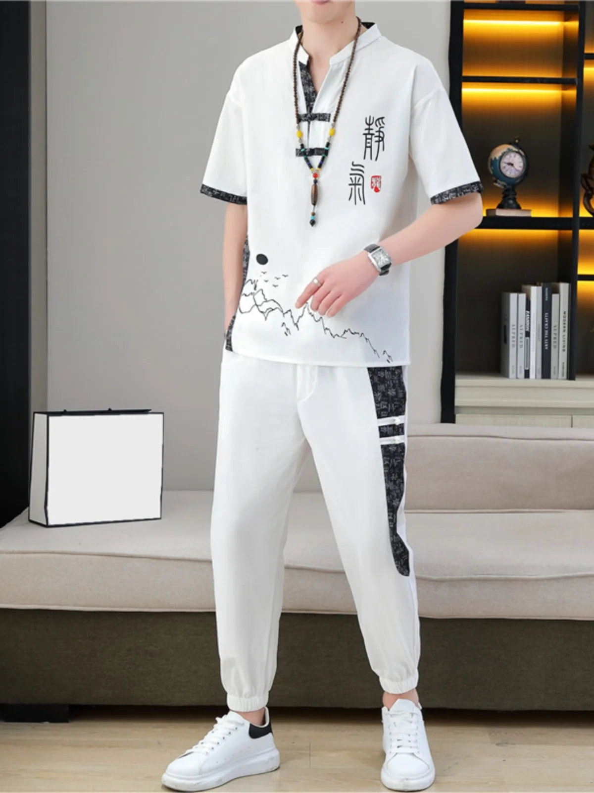 Men's Linen Cotton Short Sleeve T-Shirt Set Summer New Style Casual Sportswear Comfortable Breathable Fashionable Buddha Style
Men's Linen Cotton Short Sleeve T-Shirt Set Summer New Style Casual Sportswear Comfortable Breathable Fashionable Buddha Style