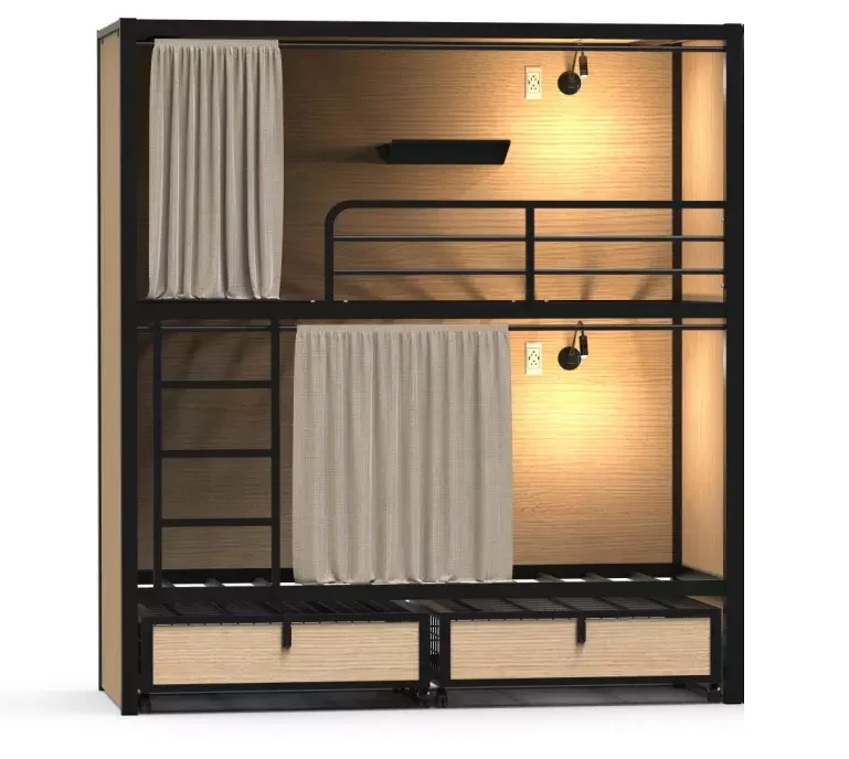 Durable Steel Fashion Capsule Bunk Bed Double Decker Space Bunk Bed with Curtain for Hotel Youth Hostel Capsule Bed Sleep Box
Durable Steel Fashion Capsule Bunk Bed Double Decker Space Bunk Bed with Curtain for Hotel Youth Hostel Capsule Bed Sleep Box