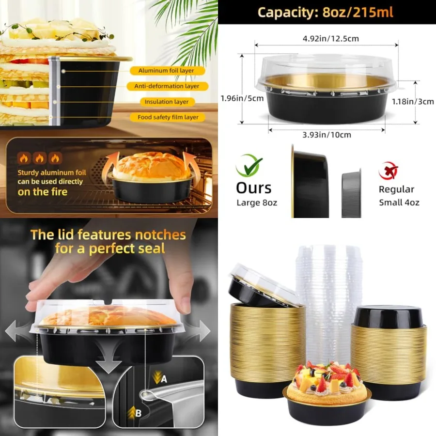Disposable Creme Brulee Ramekins with Lids, 1 Pack 4 Inch 8oz Mini Pie Tins Mini Small Aluminum Foil Pie Tart Cake Baking Pans
Disposable Creme Brulee Ramekins with Lids, 1 Pack 4 Inch 8oz Mini Pie Tins Mini Small Aluminum Foil Pie Tart Cake Baking Pans