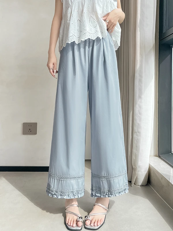 White Hollow out Ice Silk Wide Leg Pants Women's Summer Thin Elastic High Waist Slimming Loose Drapey Nine Point Pants
White Hollow out Ice Silk Wide Leg Pants Women's Summer Thin Elastic High Waist Slimming Loose Drapey Nine Point Pants