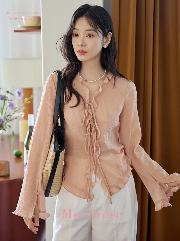 Moriirose Pink Bell Sve irt Women's Slim Fit Tie Drape Cotton V-ne Long Sve Breathable Comfortable Autumn Top
Moriirose Pink Bell Sve irt Women's Slim Fit Tie Drape Cotton V-ne Long Sve Breathable Comfortable Autumn Top