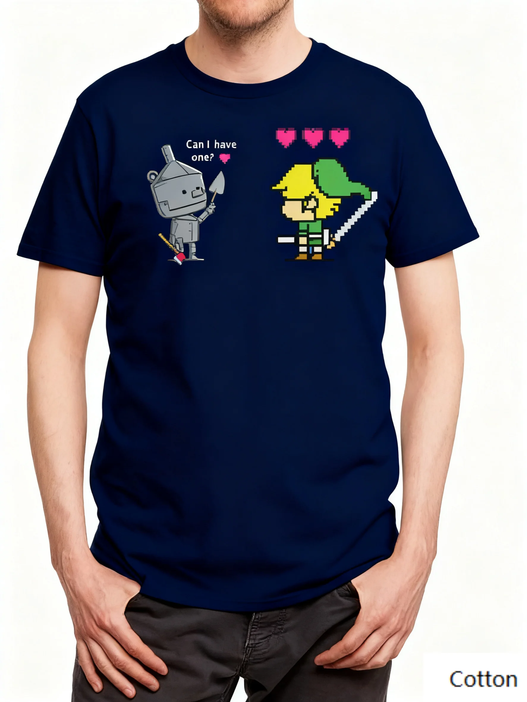 Nostalgic Pixel Game Characters “Can I Have One” Cotton Crew Neck T Shirt with A Creative Print of Pixel - Art Characters Heart
Nostalgic Pixel Game Characters “Can I Have One” Cotton Crew Neck T Shirt with A Creative Print of Pixel - Art Characters Heart