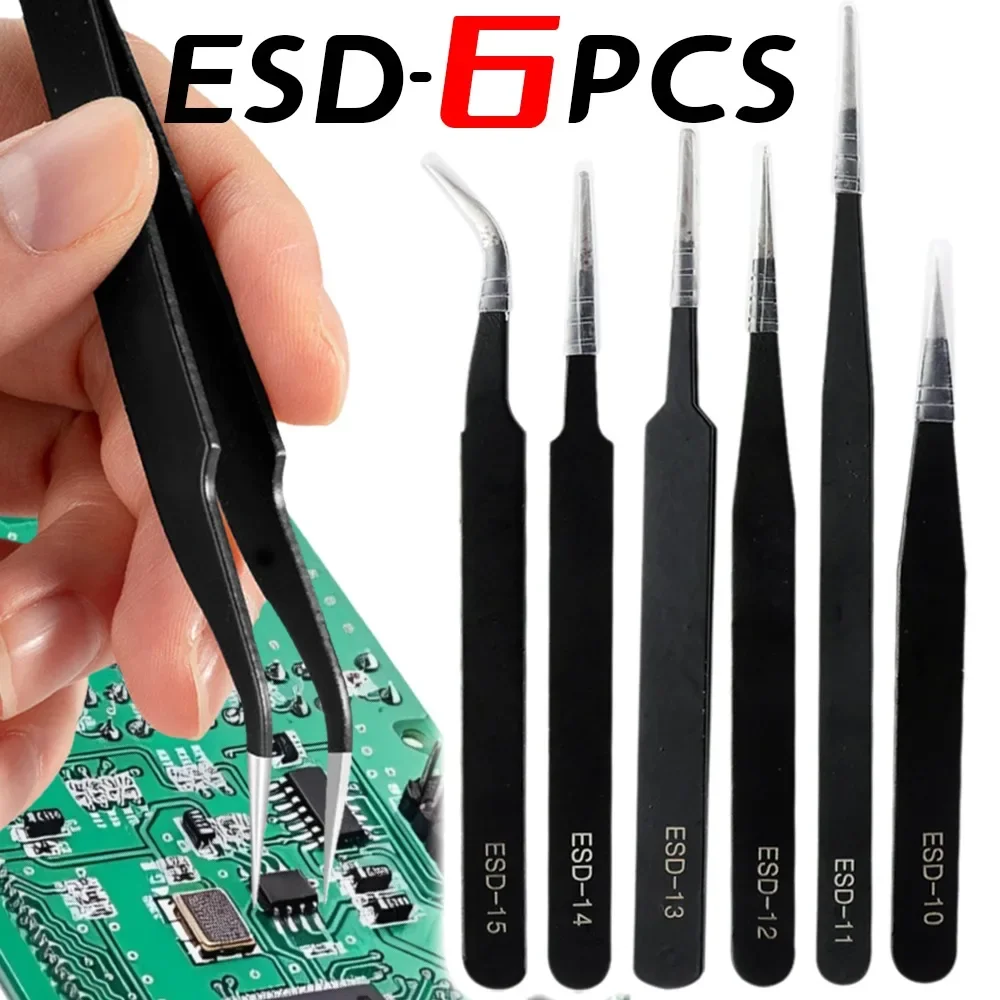 Precision Tweezers Set ESD Stainless Steel Anti-static Tweezers PCB Repair Tools for Electronics Repair Soldering Craft Tools
Precision Tweezers Set ESD Stainless Steel Anti-static Tweezers PCB Repair Tools for Electronics Repair Soldering Craft Tools