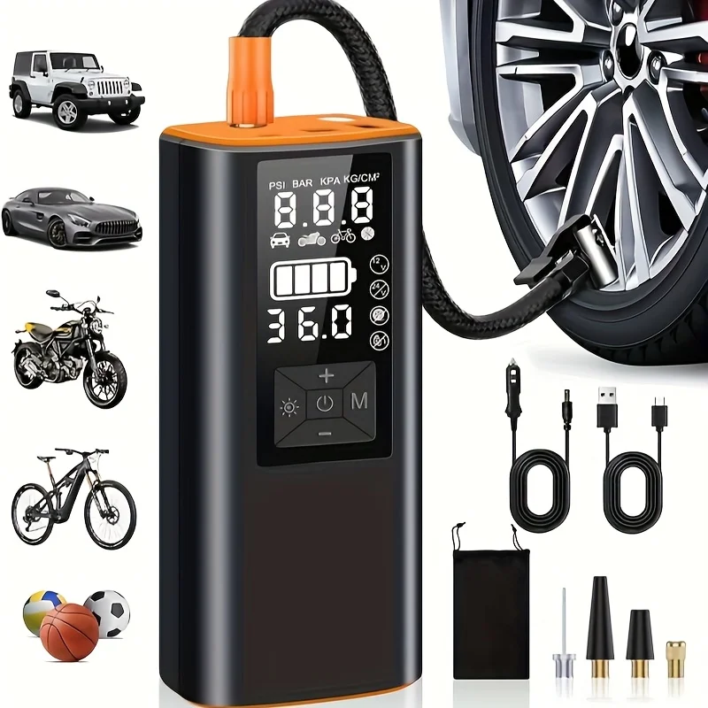 Portable Tire Inflator, Air Compressor Air PumpWith Digital Pressure Gauge, 150 PSI, Air Pump with Strong Light for Car, Motorcycle, Electric Bike, And Bicycle, Tire Inflator Portable, Car Inflator for Tires, Emergency Car Tool, Vehicle Maintenance
Portable Tire Inflator, Air Compressor Air PumpWith Digital Pressure Gauge, 150 PSI, Air Pump with Strong Light for Car, Motorcycle, Electric Bike, And Bicycle, Tire Inflator Portable, Car Inflator for Tires, Emergency Car Tool, Vehicle Maintenance
