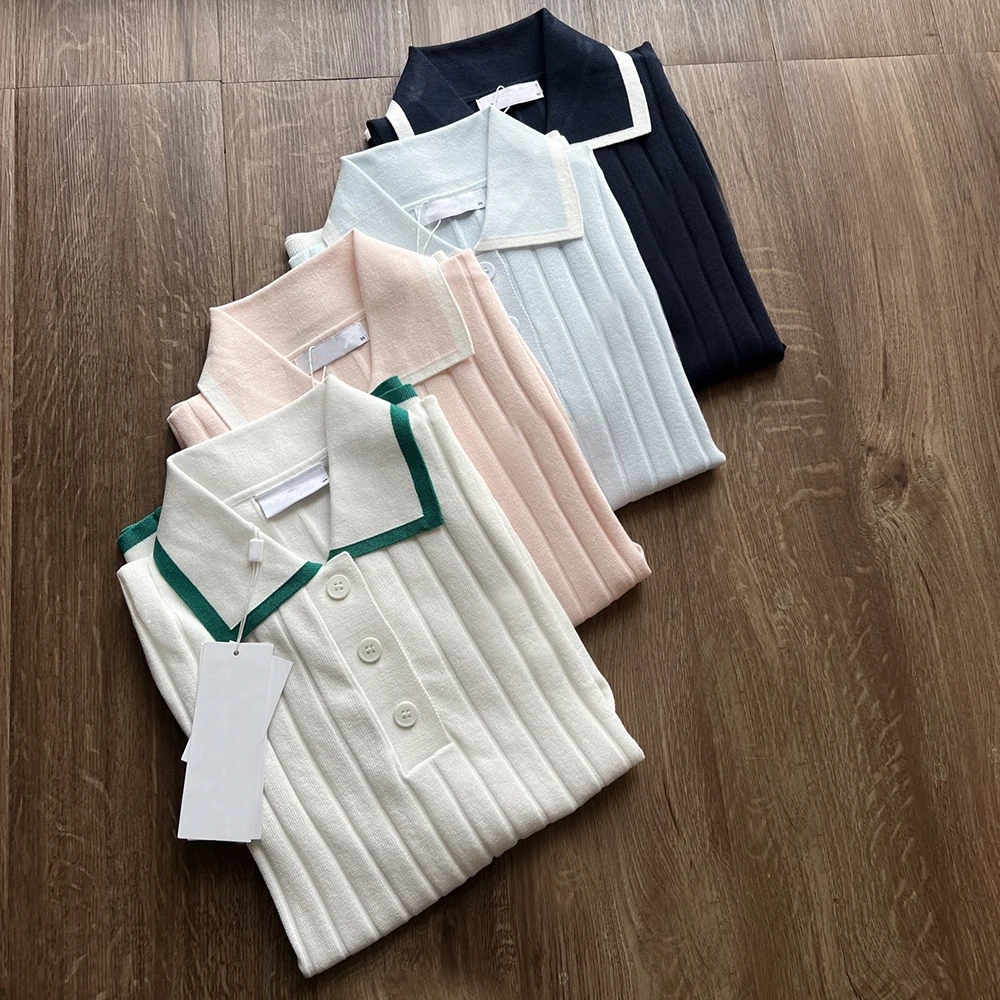 New Ladies Retro Preppy Knitted Shirt Turn-down Collar Short Sleeve Knitwear Top Women's College Style Summer Fashion
New Ladies Retro Preppy Knitted Shirt Turn-down Collar Short Sleeve Knitwear Top Women's College Style Summer Fashion