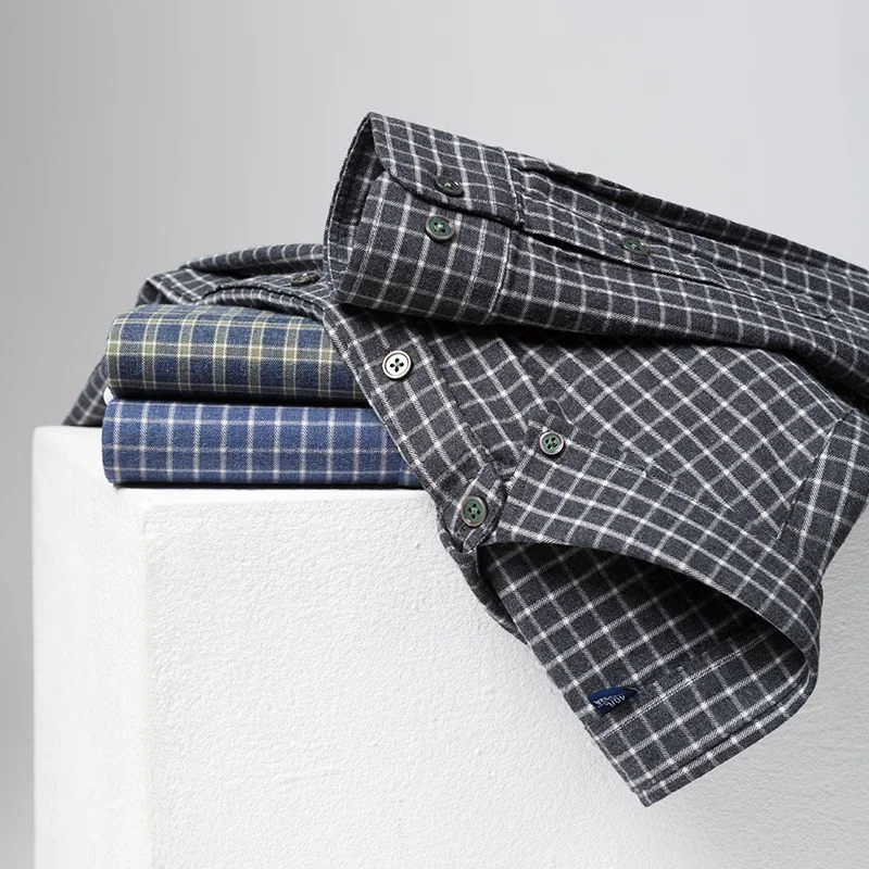 Men's Slim Fit Long-Sleeve Cotton Shirt Brushed Plaid Formal Casual Korean Designer Popular Style
Men's Slim Fit Long-Sleeve Cotton Shirt Brushed Plaid Formal Casual Korean Designer Popular Style