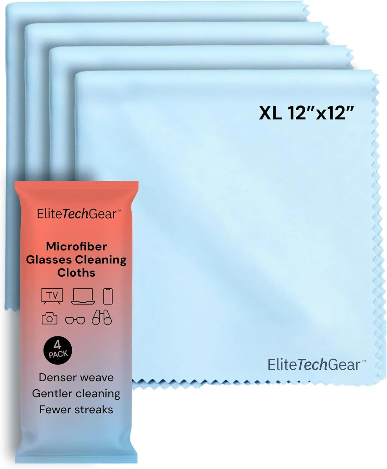 Large Microfiber Cleaning Cloths 12x12" - Streak-Free for Glasses, Lenses, Tablets & TVs (Blue, 4-Pack)
Large Microfiber Cleaning Cloths 12x12" - Streak-Free for Glasses, Lenses, Tablets & TVs (Blue, 4-Pack)