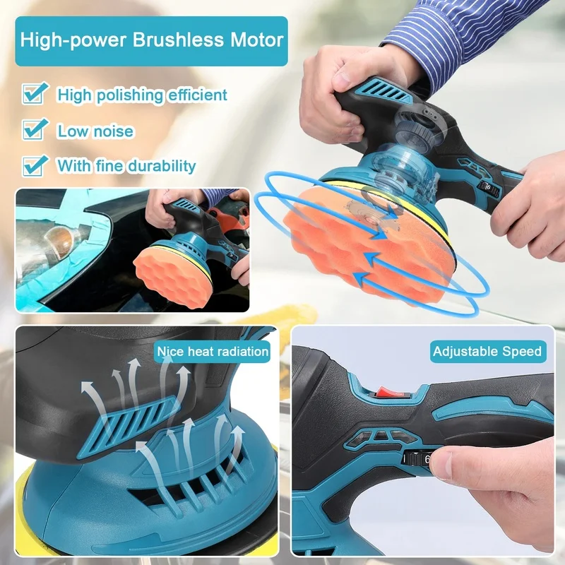 Adjustable Speed Cordless Electric Car Polisher for Home Cleaning and Metal Waxing - 6 Gears, Multifunctional Polishing Machine
Adjustable Speed Cordless Electric Car Polisher for Home Cleaning and Metal Waxing - 6 Gears, Multifunctional Polishing Machine