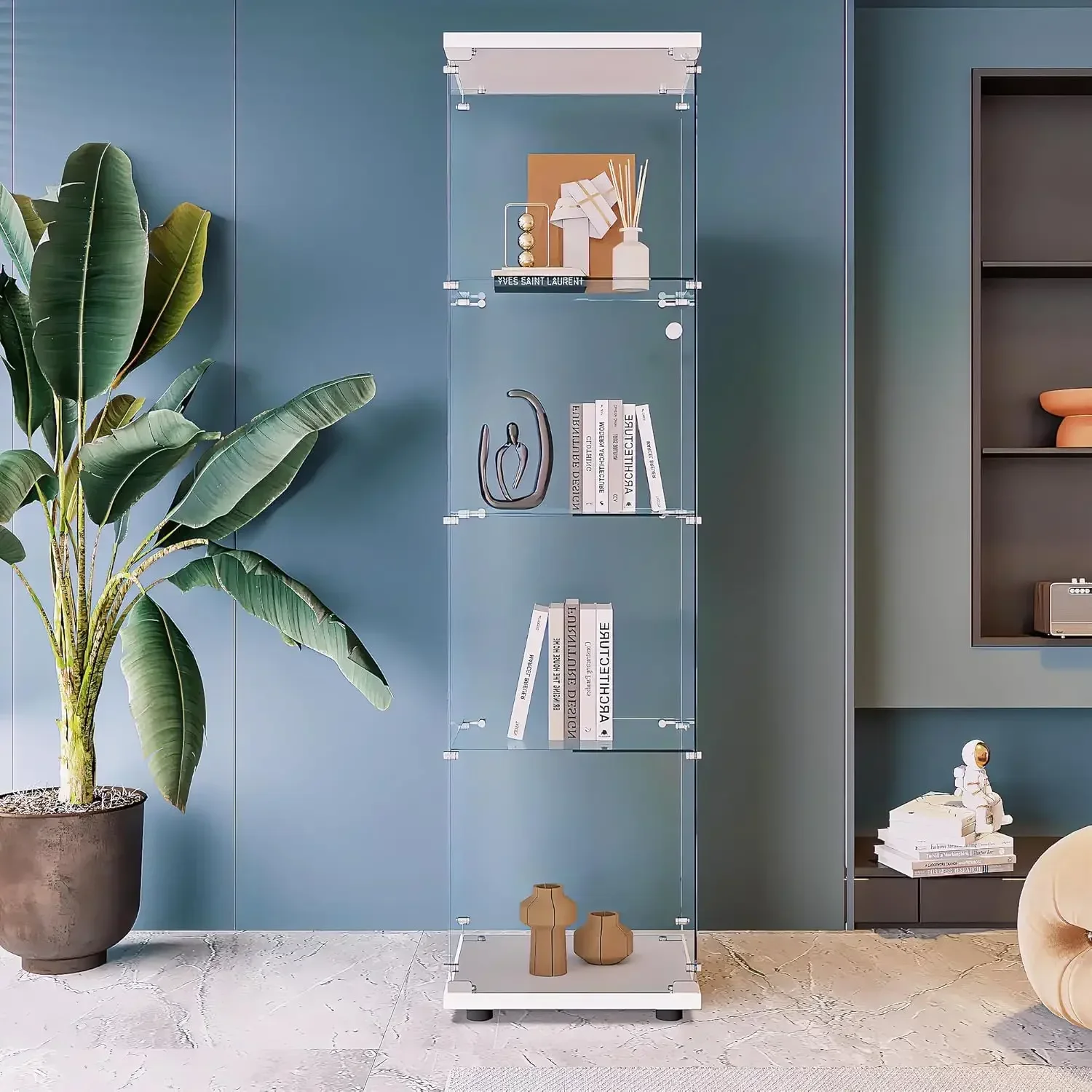 Glass Display Cabinet with 4 Shelves, Curio Cabinets for Living Room, Bedroom, Office, White Floor Standing Glass Bookshelf, Qui
Glass Display Cabinet with 4 Shelves, Curio Cabinets for Living Room, Bedroom, Office, White Floor Standing Glass Bookshelf, Qui