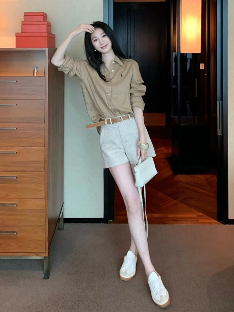 Korean Style Women's Long Sleeve Shirt Shorts Set Summer New Arrival Commute Fashion High Waist Comfortable Loose Fit
Korean Style Women's Long Sleeve Shirt Shorts Set Summer New Arrival Commute Fashion High Waist Comfortable Loose Fit