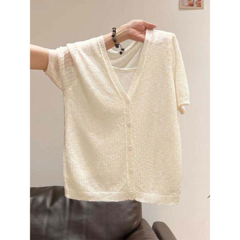 Summer Light Knitted Cardigan Women's Casual Sle Sun Protection Top Sve Long V-Ne Regular Length Faionable Pastel Color
Summer Light Knitted Cardigan Women's Casual Sle Sun Protection Top Sve Long V-Ne Regular Length Faionable Pastel Color