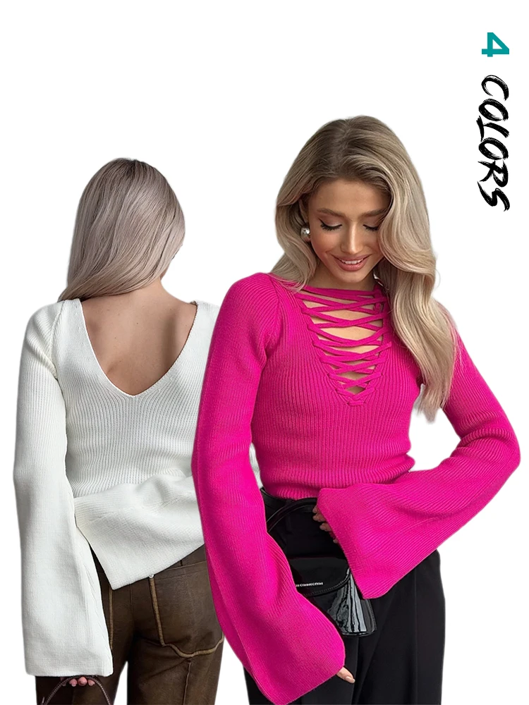 Women's Fall and Winter Long-sleeved Tops V-neck Sexy Slim Lace Up Women's Tops, Long-sleeved T-shirt Knitted Shirt Casual Tops
Women's Fall and Winter Long-sleeved Tops V-neck Sexy Slim Lace Up Women's Tops, Long-sleeved T-shirt Knitted Shirt Casual Tops