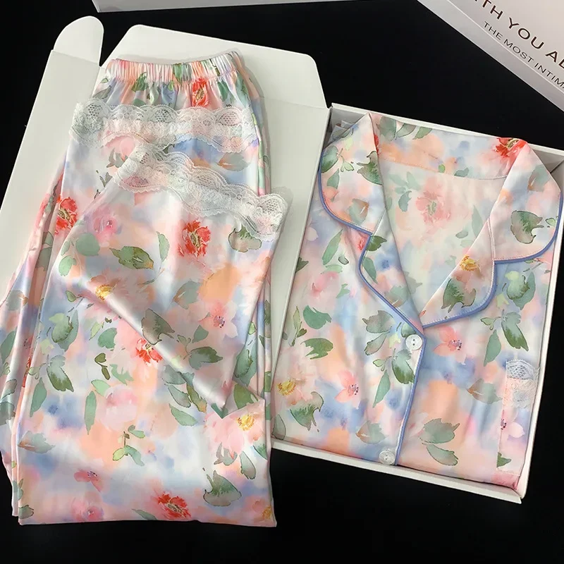 Pajama for Women Silk Long-sleeved Pyjamas Pijamas Suit Flower Printed High-grade Ice Silk Can Be Worn Outside Home Wear Pajamas
Pajama for Women Silk Long-sleeved Pyjamas Pijamas Suit Flower Printed High-grade Ice Silk Can Be Worn Outside Home Wear Pajamas