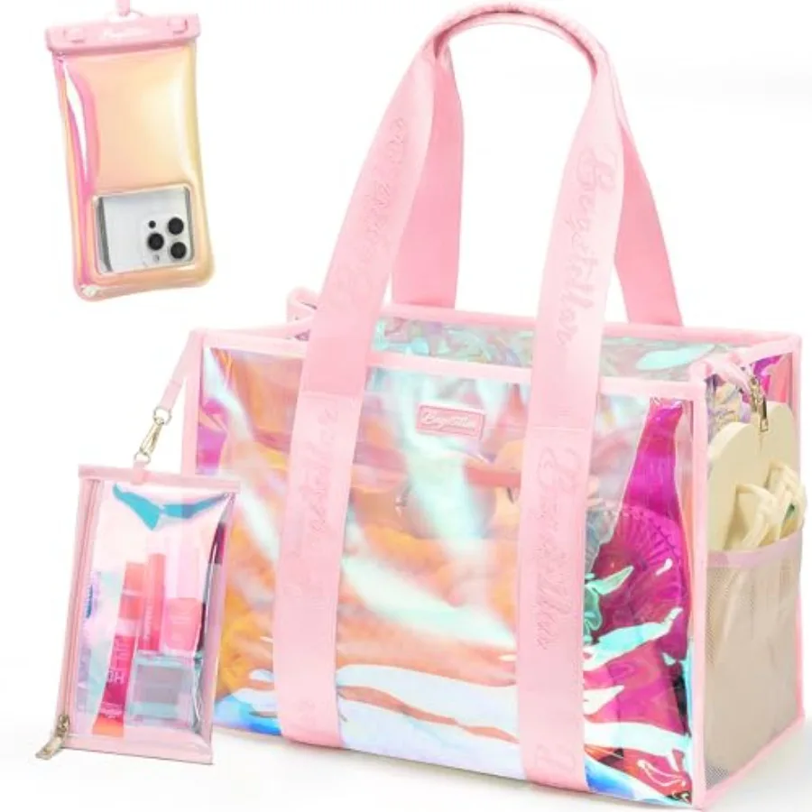 Bagstellar Iridescent Beach Tote Bags for Women, Large Zipper Beach Pool Swim Bag with Makeup Bag and Waterproof Phone Pouch Wa
Bagstellar Iridescent Beach Tote Bags for Women, Large Zipper Beach Pool Swim Bag with Makeup Bag and Waterproof Phone Pouch Wa
