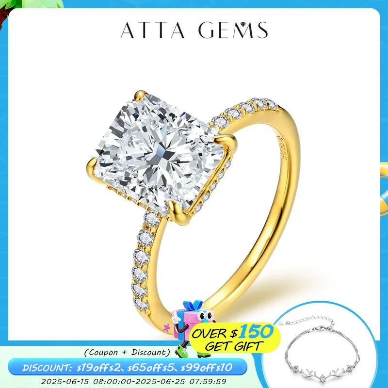 ATTAGEMS Radiant Cut 4CT Moissanite Ring for Women D Color S925 Sliver 18K Gold Plated Sparkling Engagement Wedding Fine Jewelry
ATTAGEMS Radiant Cut 4CT Moissanite Ring for Women D Color S925 Sliver 18K Gold Plated Sparkling Engagement Wedding Fine Jewelry