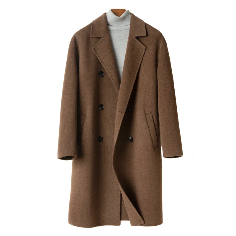 Двустороннее мужское шерстяное пальто из овечьей шерсти на осень и зиму, удлиненное, до колен, двубортное, свободного кроя, в корейском стиле
Двустороннее мужское шерстяное пальто из овечьей шерсти на осень и зиму, удлиненное, до колен, двубортное, свободного кроя, в корейском стиле