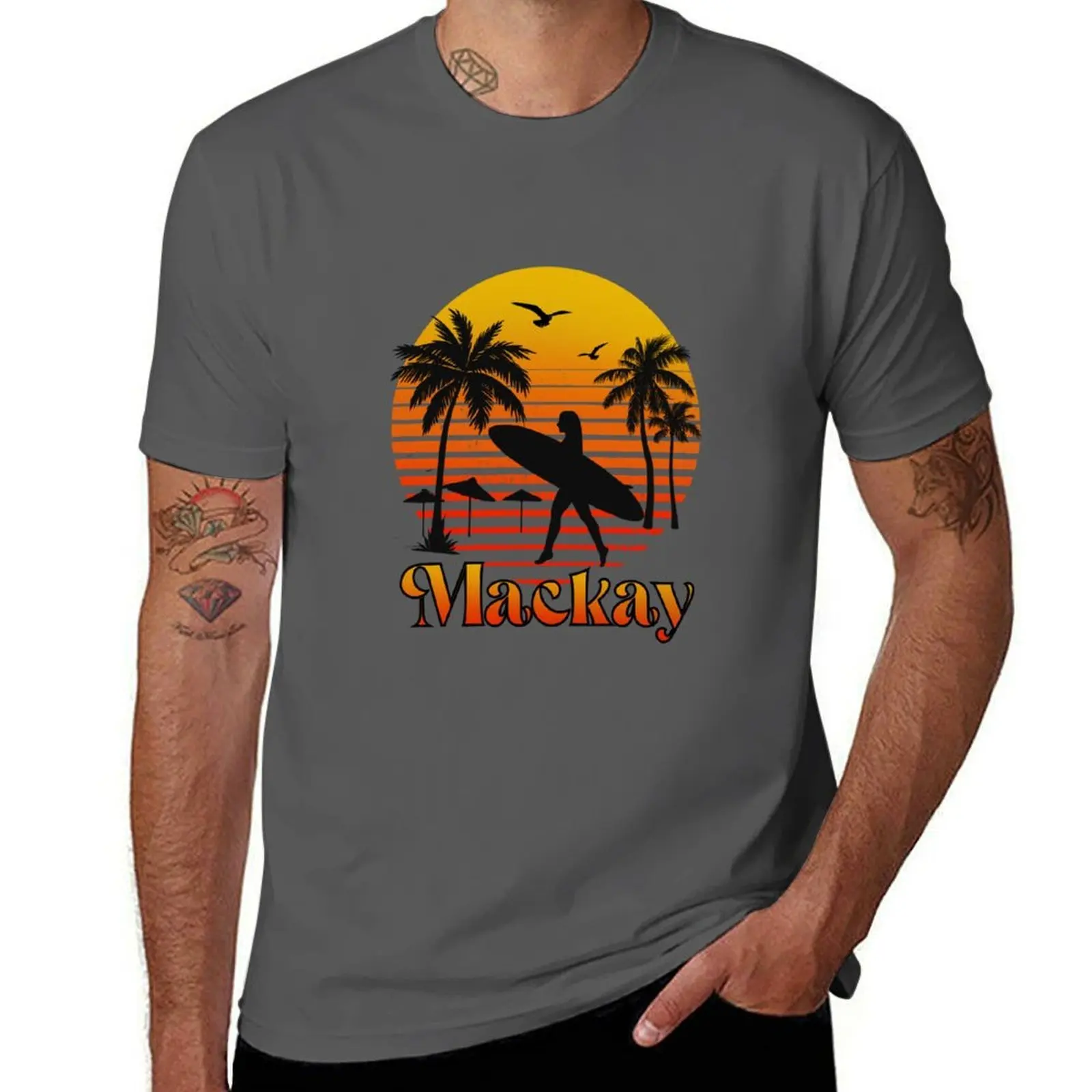 Retro Mackay sunset surfer design T-Shirt Casual Fashion Print Tee Top
Retro Mackay sunset surfer design T-Shirt Casual Fashion Print Tee Top
