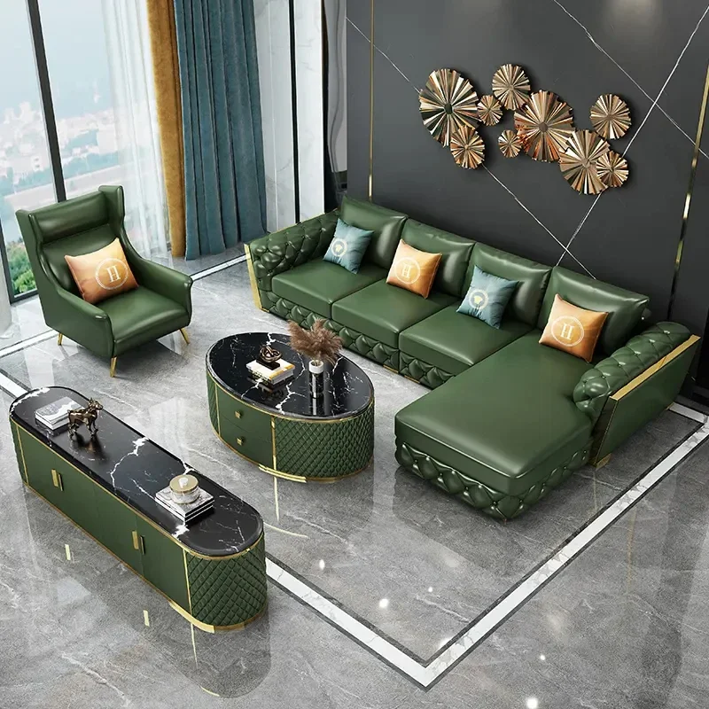 Furniture Modern Light Luxury Italian Leather Sofa Set Living Room L-shaped Sofa
Furniture Modern Light Luxury Italian Leather Sofa Set Living Room L-shaped Sofa
