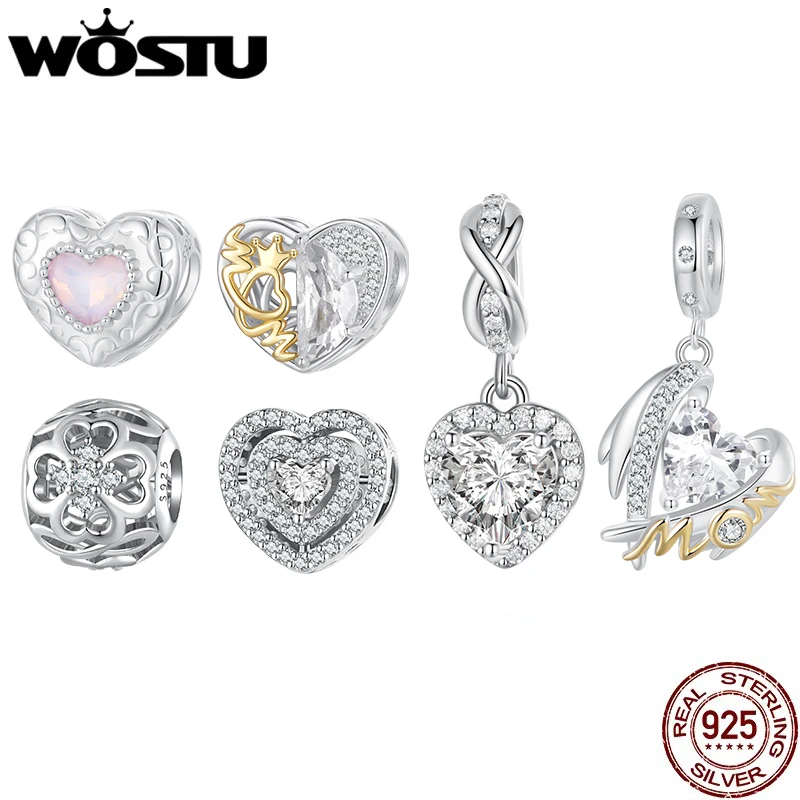 WOSTU 925 Sterling Silver Heart Charms for mom Angel wing Pendant Shiny CZ Hollow Beads Fit DIY Bracelet Necklace Jewelry Make
WOSTU 925 Sterling Silver Heart Charms for mom Angel wing Pendant Shiny CZ Hollow Beads Fit DIY Bracelet Necklace Jewelry Make